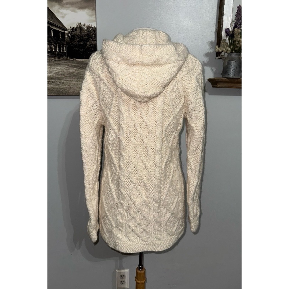 Icelandic Design cream cable knit hooded toggle button cardigan agate button med - Picture 5 of 10